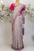 Kota Doria Saree in a Pink Floral Hand Block Print